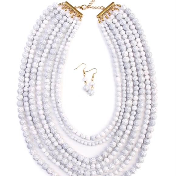 Trend Setter Diva Jewels Jewelry - Howlite Bead Strand Necklace & Earrings set